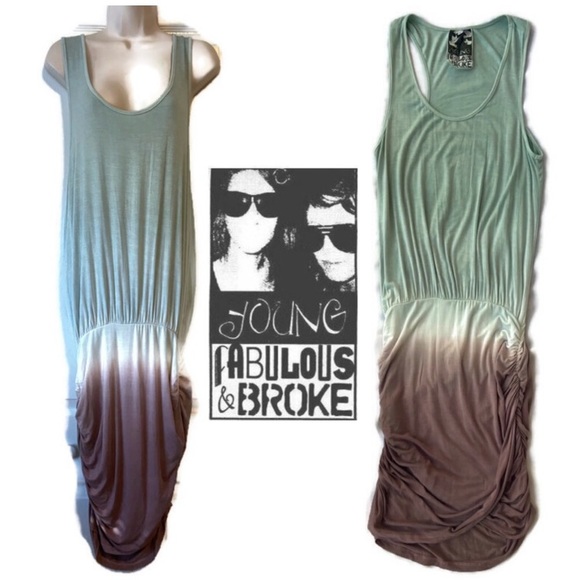 Young Fabulous & Broke Dresses & Skirts - YFB Dip Dye Racerback Ruched Midi Dress